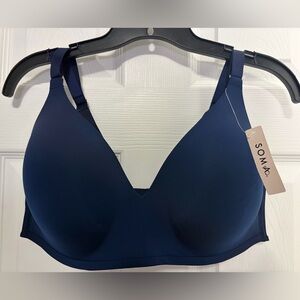 BNWT SOMA VANISHING 360 WIRELESS BRA IN NAVY BLUE SIZE 38C